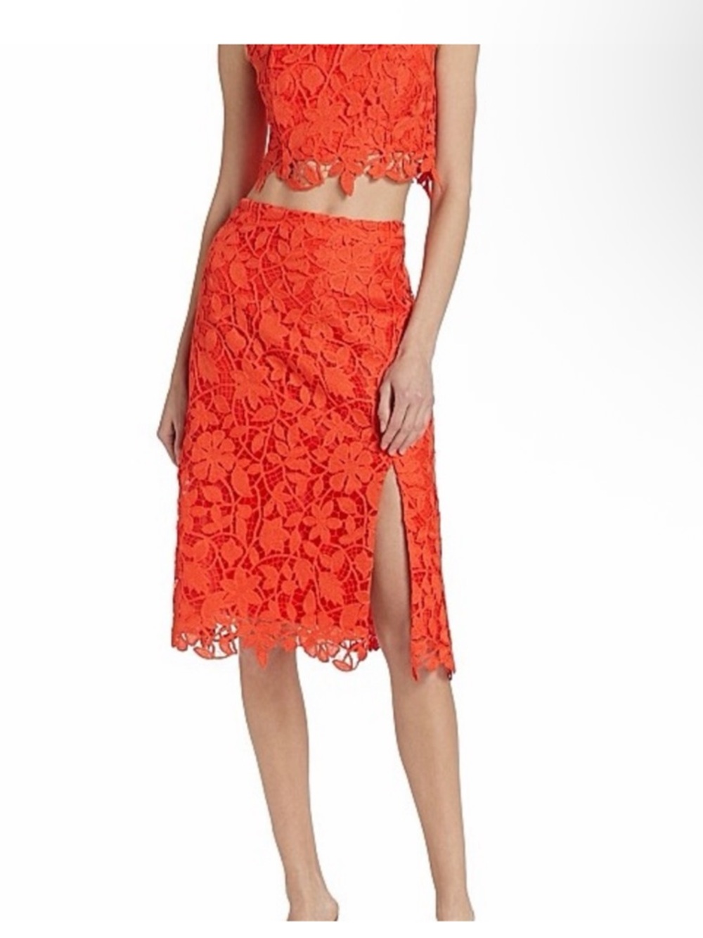 Milly Careen Floral Lace Midi Skirt NWT